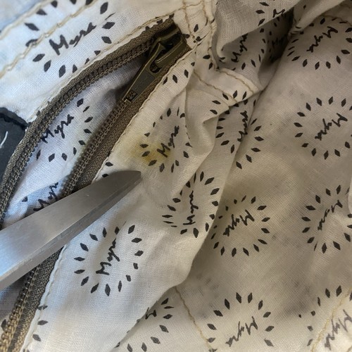 MYRA Crossbody Shoulder Bag Purse Canvas Leather Trim Fur Upcycled Grey Brown - Picture 21 of 24