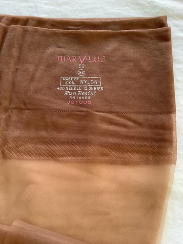 VTG Marvlus Garter Stockings Mesh RHT Seamless LIngerie NOS Beige Joyous 9 - Picture 7 of 8