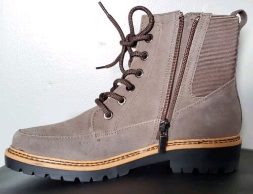 Crown Vintage 6,5 Boots Neu Shay Ankle Style Grau Wildleder Reißverschluss Schnürung - Bild 3 von 9