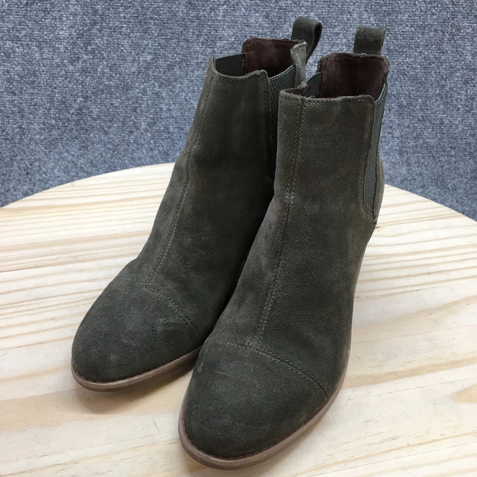 Toms Botas Mujer 10 Everly Chelsea Botines Oliva Gamuza Tacones Pull On 10016847 Foto 3 de 4