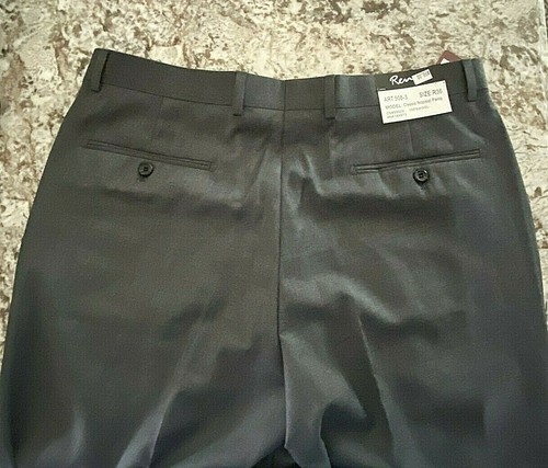 Renoir Men's 100% Lt Weight Wool -Dk Grey Flat Front Dress Pants Size 36-52 - Picture 4 of 5