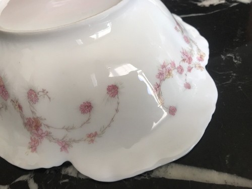 Haviland & Co Limoges France Vintage Serving Bowl Roses Gold Scalloped Rim - Picture 12 of 12