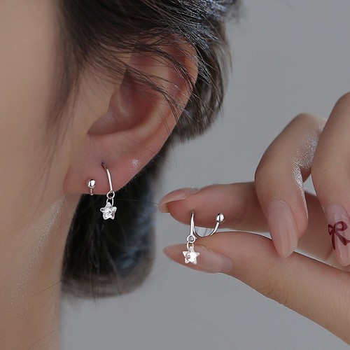 925 Sterling Silver Twisted Stars Cute Stud Earrings Womens Girls Gifts