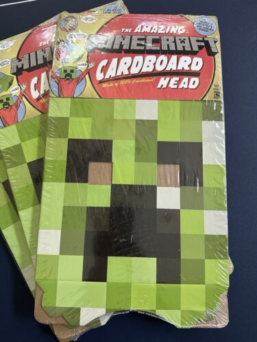 Set 3 new Amazing Minecraft Cardboard Box Head Costume Mask Creeper Halloween - Picture 3 of 3