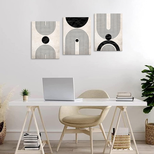 Wall Art Canvas Set Mid Century Boho Pictures Modern Abstract Geometric Wall Dec - Picture 7 of 12