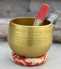 Large Tibetan Ring Gong Singing Bowl Complete Set Deep Meditation Yoga