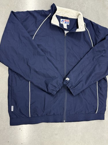 Russell Athletic Team Issue Windbreaker Jacket Men’s XXL Navy White Zip - Picture 2 of 5