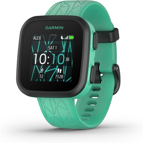 Garmin Bounce Kids Smartwatch, Green Burst w/ Sling Backpack + 2 Yr Warranty Kit - Photo 4 sur 12