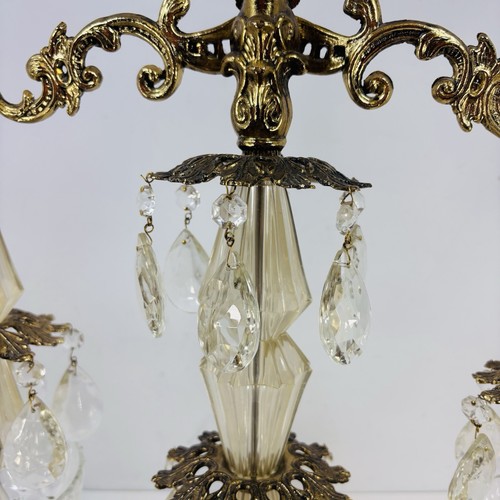 Vintage Hollywood Regency Scale Brass/Gold Metal, Lucite, Crystals & Marble Base - Picture 11 of 18