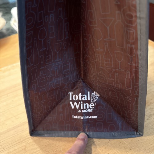Total Wine “Time To Wine Down” 6 Bottle Tote bag, 11x12x7, 4.5 In Handle NEW - Picture 3 of 4