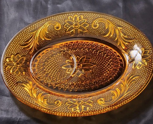 Vtg.TIARA AMBER SMALL OVAL SANCK/ SANDWICH Plate Replacement Plate For Cup. - Picture 2 of 7