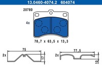 Bremsbelagsatz Scheibenbremse Vorne Ate 130460 40742 FÜR Daihatsu Piaggio