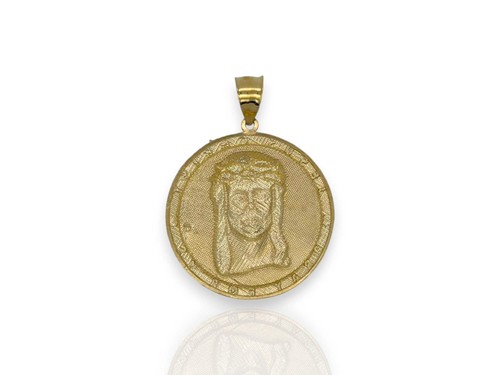 Jesus Medallion Pendant - 10k Yellow Gold - Picture 3 of 6