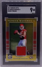 2017 Panini Donruss Optic Patick Mahomes Rookie Threads RC Patch Relic SGC 9