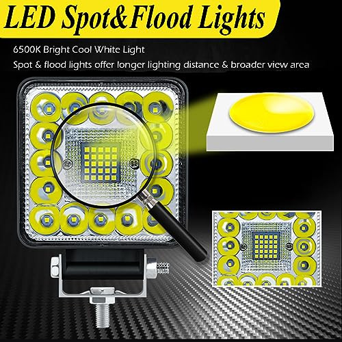 LED Work Lights for Truck Tractor: 4 Inch Square LED Pod Lights 20pc 123W - Picture 4 of 8