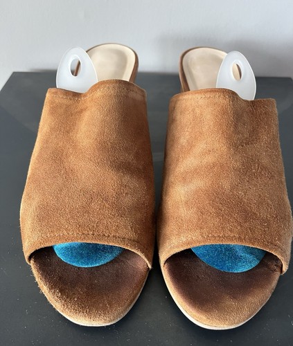 (noname) Pantolette aus weichem Wildleder und Blockabsatz, Gr. 40, mittelbraun - Bild 4 von 6