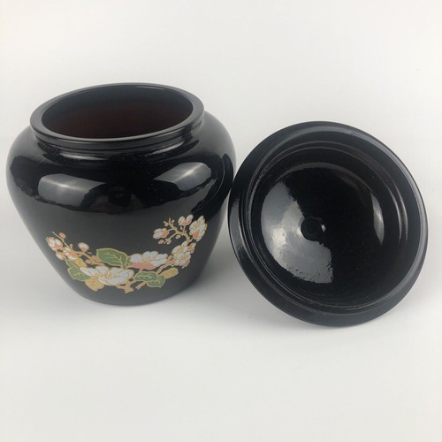Avon schwarze Zuckerdose mit Deckel - Blumendesign - 6 cm hoch und 4 cm breit - Bild 6 von 7