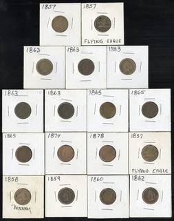 US Coin Lot of 213 Indian Head Cents Flying Eagle Cents 1857–1909 NO RESERVE!