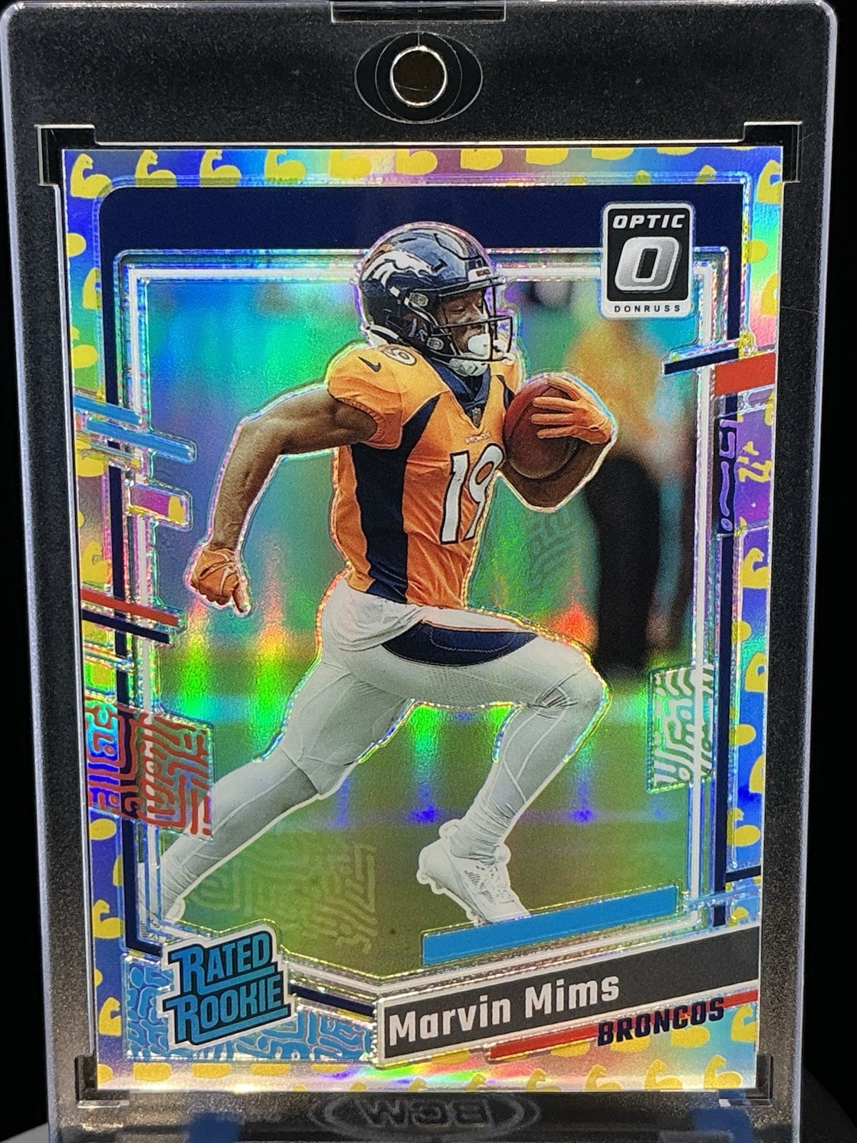 2023 Donruss Optic Marvin Mims Flex emoji Prizm Rated Rookie /149 Broncos #231