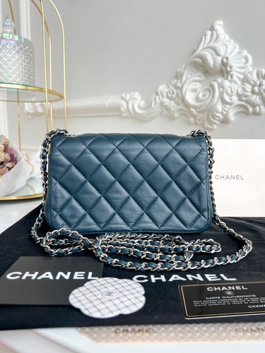 Authentic Chanel small dark gray lambskin crossbody bag 17354630 B0910 - Picture 8 of 24