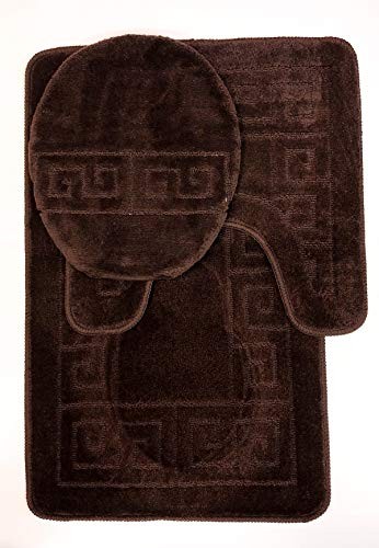 3-teiliges Badteppich Set Muster Badvorleger (20"x32")/große Konturmatte braun - Bild 2 von 5