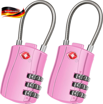 Zahlenschloss für Koffer Gepäckstücke TSA geprüft 3-stellig rosa