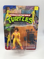 VINTAGE TMNT 1988 Playmates 5005 APRIL O'NEIL BLUE STRIPE 10-BACK MOC Turtles