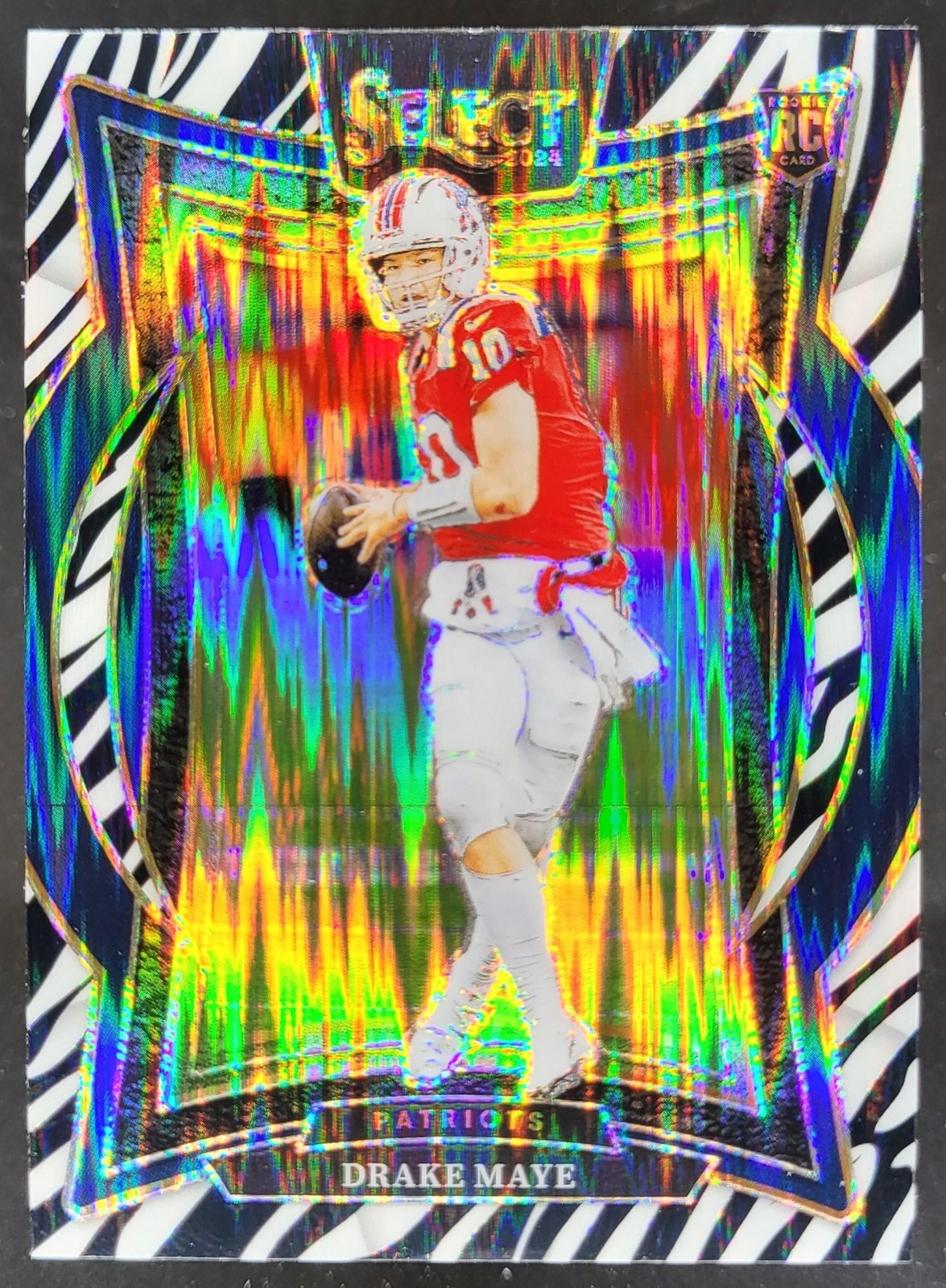 2024 Panini Select Drake Maye Concourse Zebra Prizm Shock RC Patriots TT5