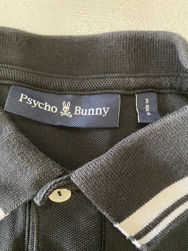 Psycho Bunny Pima Cotton Short Sleeve Black Polo Shirt Boys Size 14-16 L - Picture 2 of 9