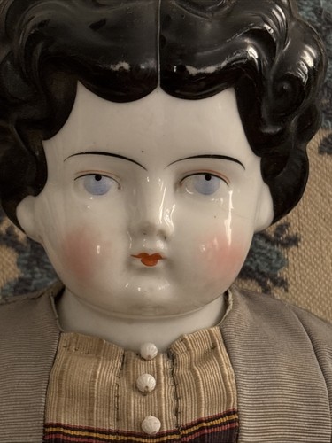 24” Low Brow China Head Doll w/White Part Cloth Body Antique - Picture 5 of 24