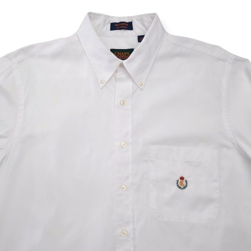 Vintage Chaps Ralph Lauren Hemd Herren 16,5 Popeline Baumwolle weiß Wappen Krone - Bild 4 von 12