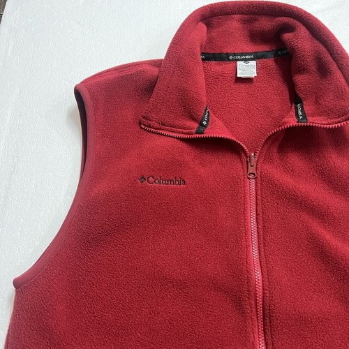 Columbia Weste Herren Large Burgund Fleece Full Zip Taschen bestickt Wandern