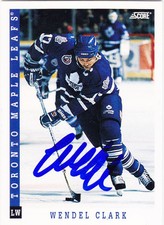 1993-94 Score Wendel Clark Signed Auto Toronto Maple Leafs #137