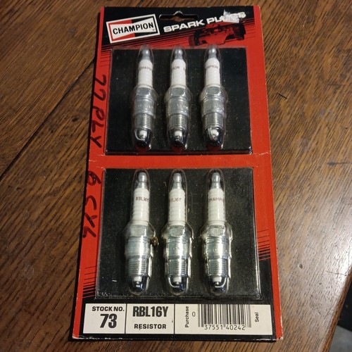 NOS Champion 73 (6) Spark Plugs RBL16Y SEALED PKG - Picture 2 of 5