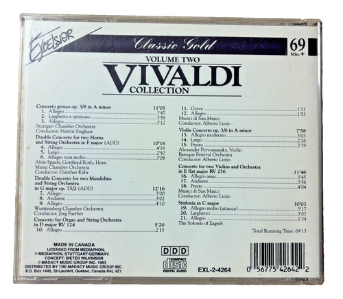 Vivaldi Collection, Vol.2 1 CD Classic Gold Excelsior 1993 - Picture 4 of 4