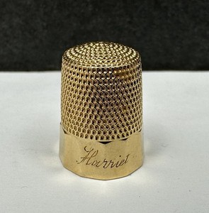Antique 14K Yellow Gold Sewing Thimble #8 Hallmarked Simons Bros 3.8 gm Monogram