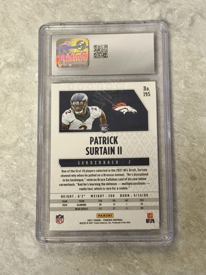 2021 Panini Phoenix-Patrick Surtain II Fire Burst (RC) Broncos DPOY SP Gem 10🔥 - Image 2 of 2