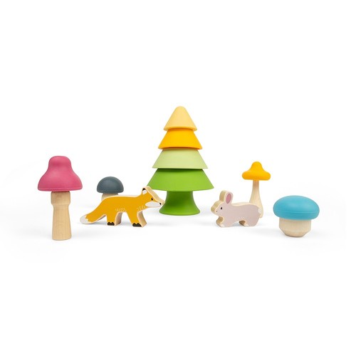 Juego Bigjigs Toys Forest Friends - Juguetes apilables de silicona, juguetes Montessori - Imagen 9 de 9