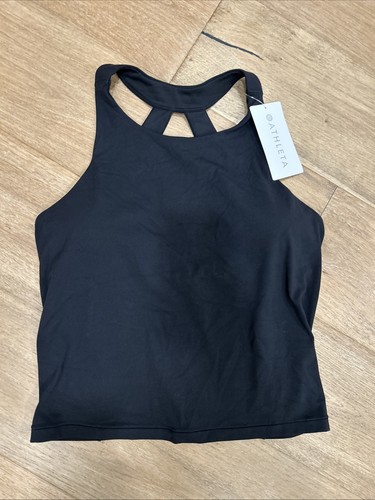 NWT Athleta Transcend Built In Bra Tank L Large Black Yoga Gym Top - Picture 11 of 13