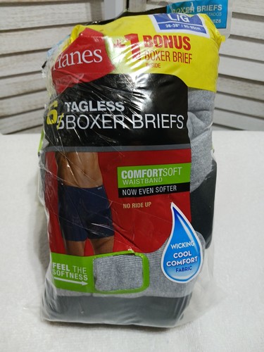 Hanes Herren Boxershorts Größe Large schwarz grau ohne Etikett cool bequem 6er Paket