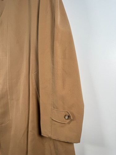 Vtg Christian Dior Mens Button Up Pure Wool USA Long Trench Coat Beige Sz 46R - Picture 10 of 24