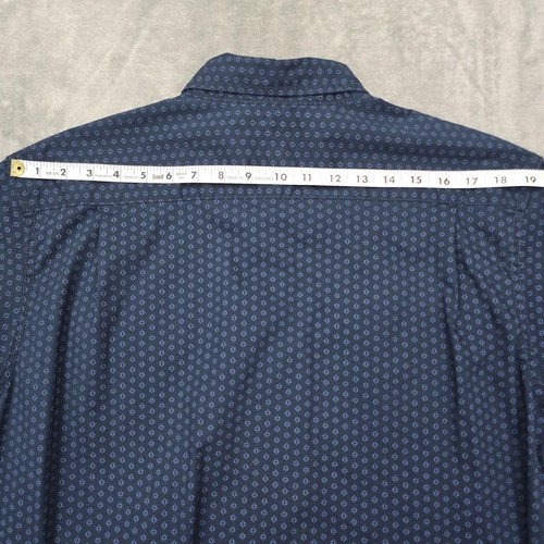 Wrangler Shirt Mens Large Navy Blue Long Sleeve Button Down Micro Print Pockets - Picture 11 of 17