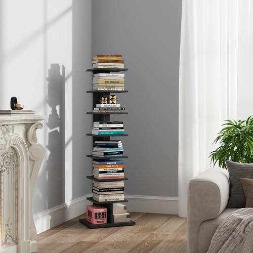 Vertical Bookshelf 8 Tier Bookcase Narrow Spine Book Shelf for Small Space C. - Picture 1 of 9