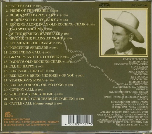 Tex Owens - Cattle Call (CD) - Western - Picture 3 of 3