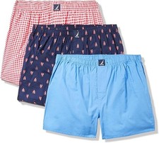 Men's Nautica Woven BOXERS Underwear Classic Cotton 3-Pack Size LARGE