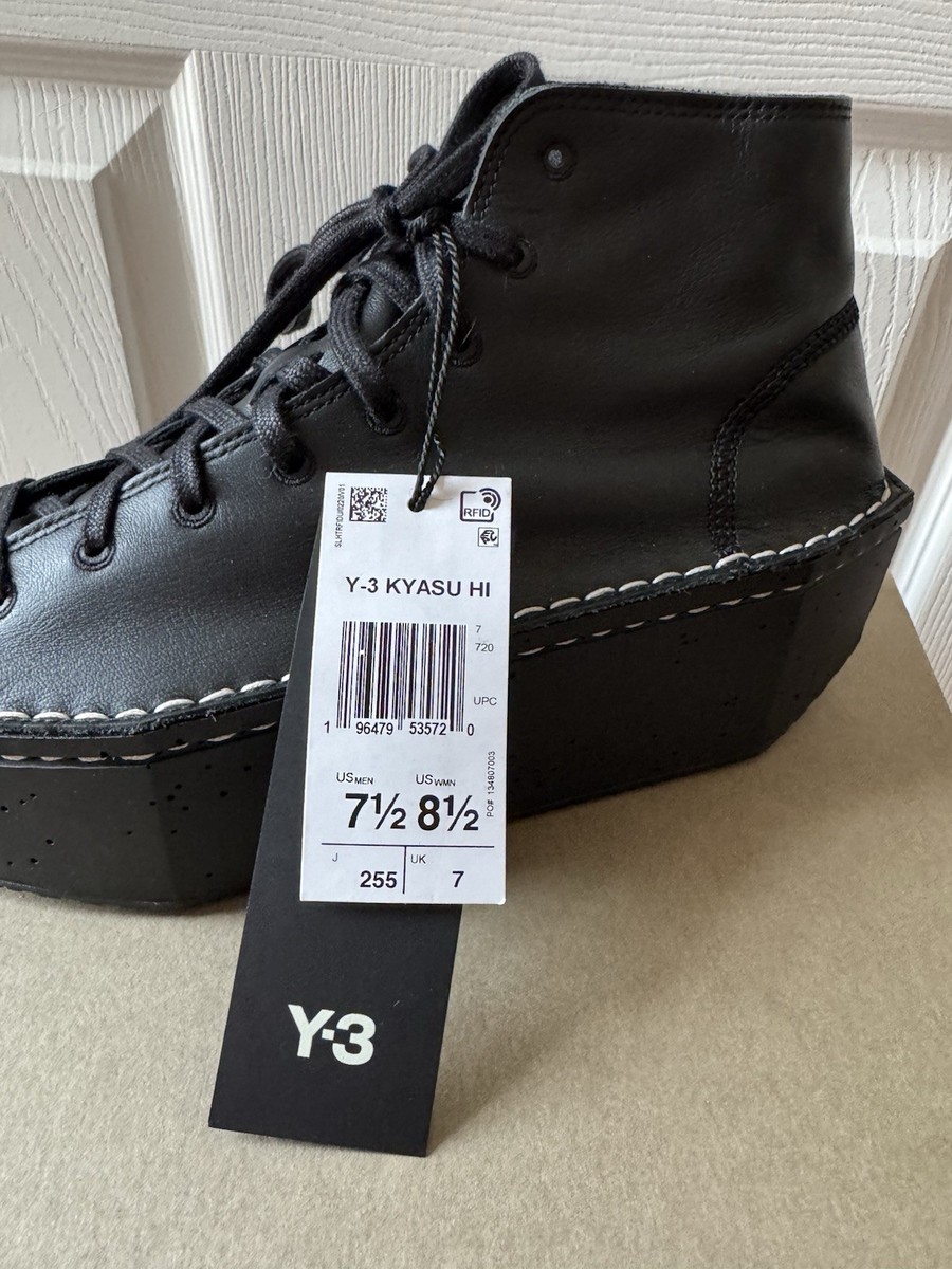 やす⭐️ Y-3 Black Kyasu HI Leather Sneakers NWT SZ 7.5 | eBay