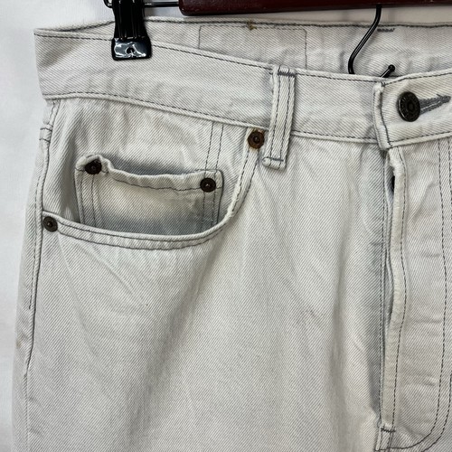 VINTAGE 80S LEVIS 501 0657 GRAY BUTTON FLY DENIM JEANS SIZE 32X36 USA - Picture 4 of 6