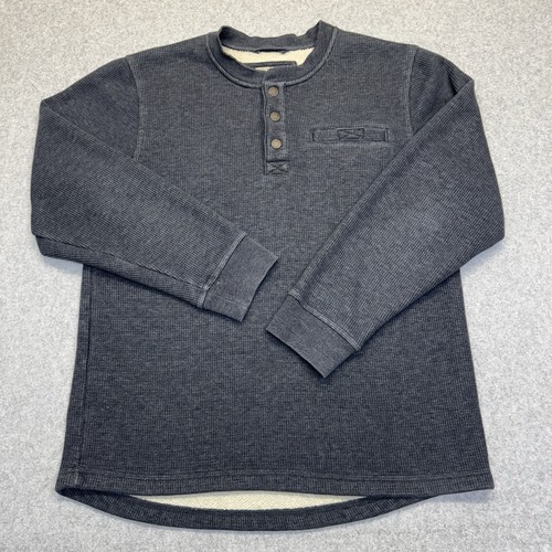 LL Bean Sweater Mens Medium Waffle Knit Sherpa Lined Katahdin Iron Works Henley - Picture 11 of 13