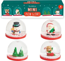 THE TWIDDLERS - 4 Mini Christmas Snow Globes, 2 Inch - Assorted Xmas Festive Des