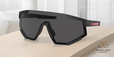 #ad #ad PRADA LINEA ROSSA PS 04WS DG006F Black Rubber Dark Grey 39 mm Men#x27;s Sunglasses $169.00